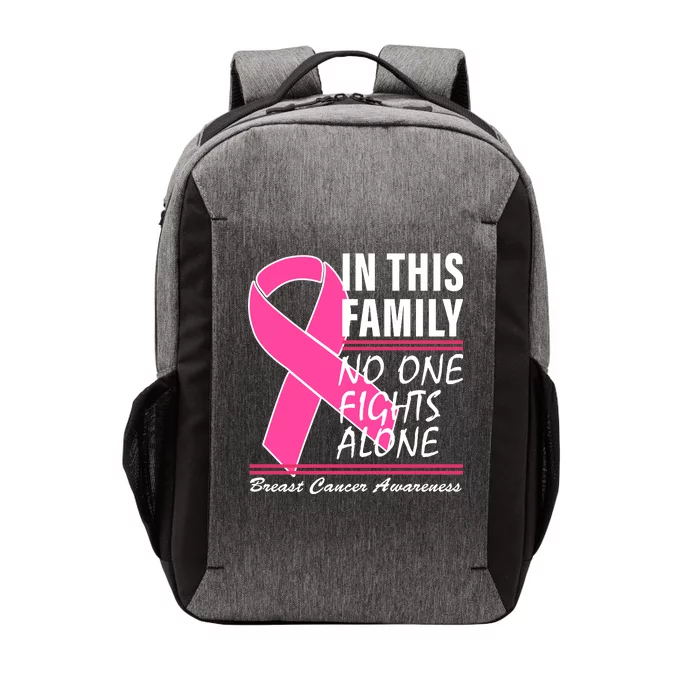 No One Fights Alone Breast Cancer Awareness Ribbon Vector Backpack