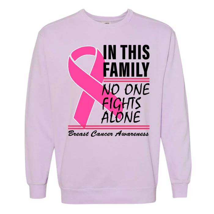 No One Fights Alone Breast Cancer Awareness Ribbon Garment-Dyed Sweatshirt