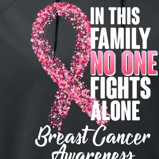 No One Fights Alone Breast Cancer Ribbon Performance Fleece Hoodie