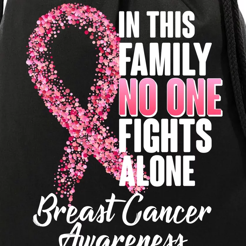 No One Fights Alone Breast Cancer Ribbon Drawstring Bag