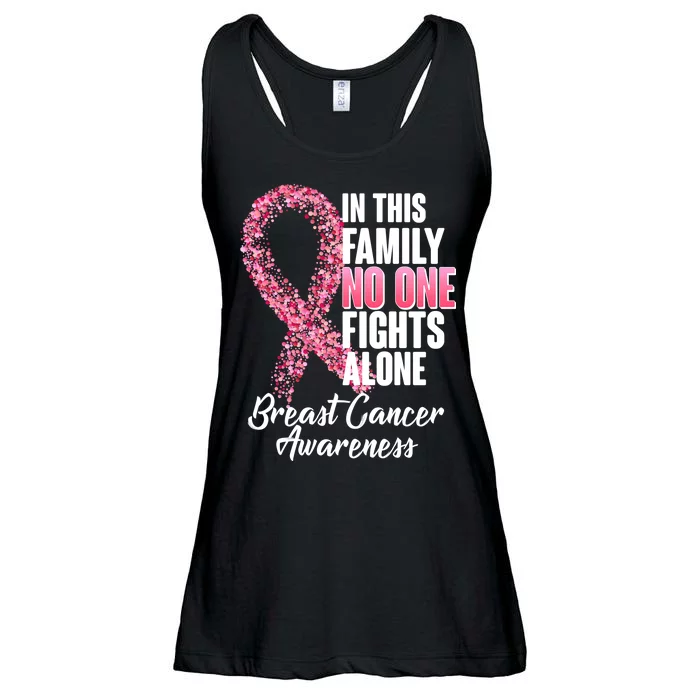 No One Fights Alone Breast Cancer Ribbon Ladies Essential Flowy Tank