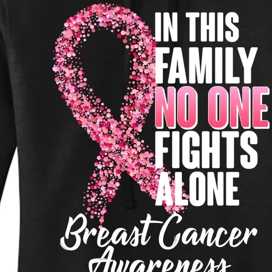 No One Fights Alone Breast Cancer Ribbon Women's Pullover Hoodie