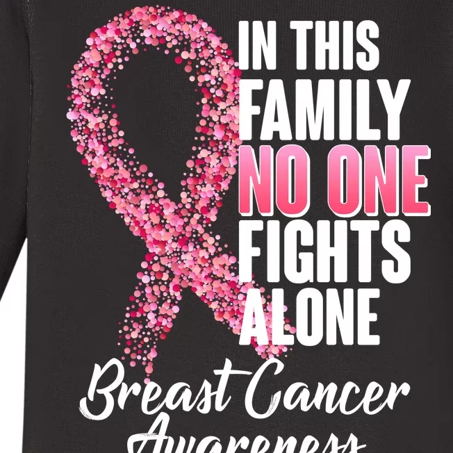 No One Fights Alone Breast Cancer Ribbon Baby Long Sleeve Bodysuit