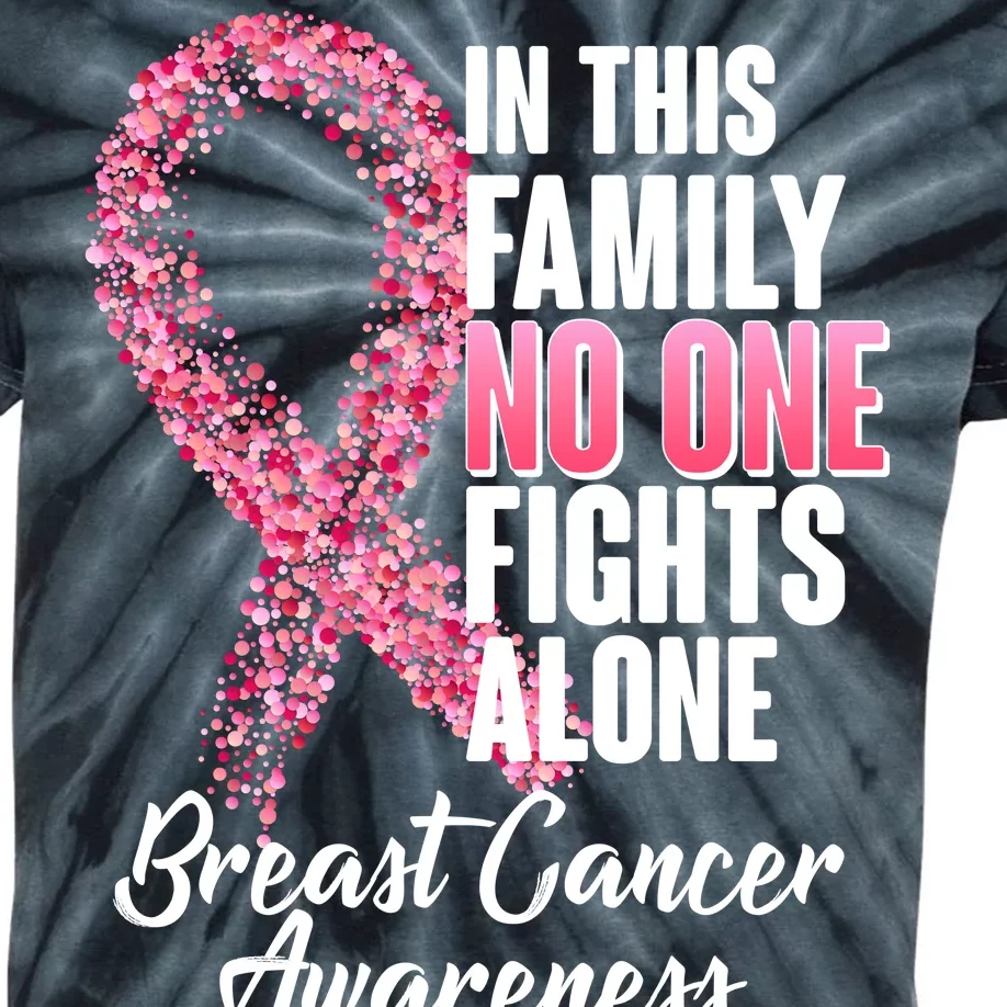 No One Fights Alone Breast Cancer Ribbon Kids Tie-Dye T-Shirt