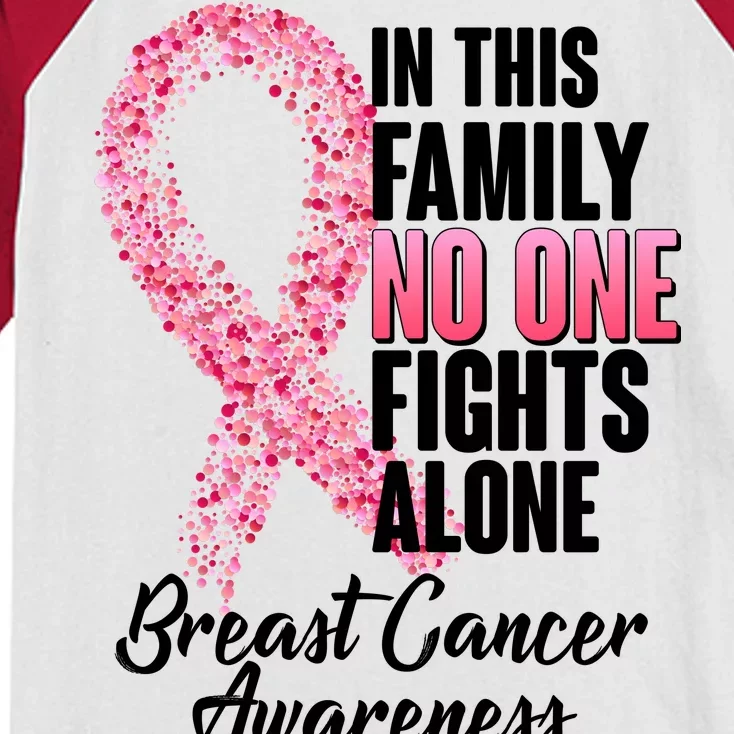 No One Fights Alone Breast Cancer Ribbon Kids Colorblock Raglan Jersey