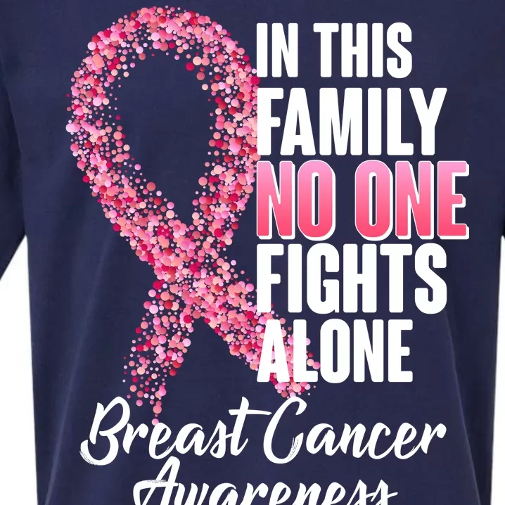 No One Fights Alone Breast Cancer Ribbon Sueded Cloud Jersey T-Shirt