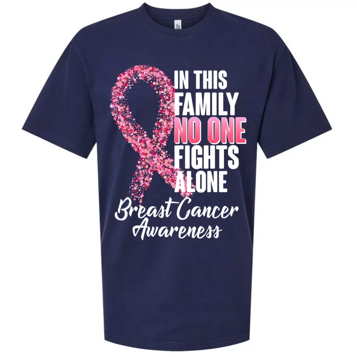 No One Fights Alone Breast Cancer Ribbon Sueded Cloud Jersey T-Shirt