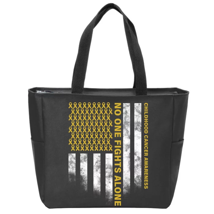 No One Fights Alone Childhood Cancer Zip Tote Bag