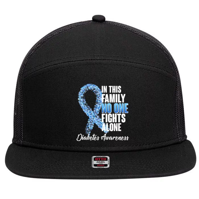 No One Fights Alone Diabetes Awareness 7 Panel Mesh Trucker Snapback Hat