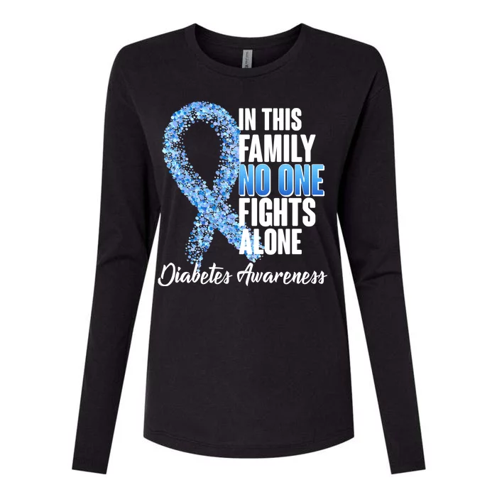 No One Fights Alone Diabetes Awareness Womens Cotton Relaxed Long Sleeve T-Shirt