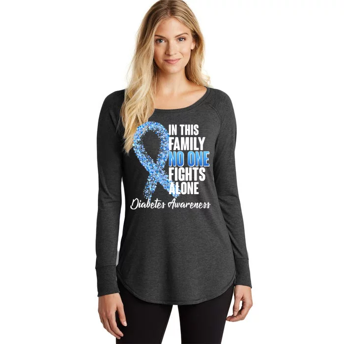 No One Fights Alone Diabetes Awareness Women's Perfect Tri Tunic Long Sleeve Shirt