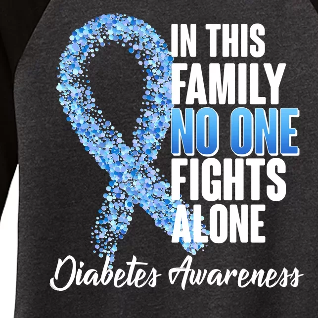 No One Fights Alone Diabetes Awareness Women's Tri-Blend 3/4-Sleeve Raglan Shirt