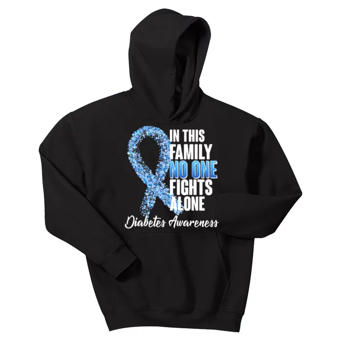 No One Fights Alone Diabetes Awareness Kids Hoodie