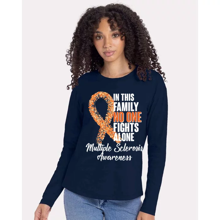 No One Fights Alone Multiple Sclerosis Awareness Womens Cotton Relaxed Long Sleeve T-Shirt