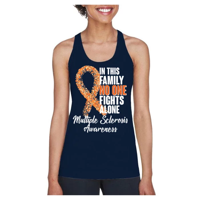 No One Fights Alone Multiple Sclerosis Awareness Women's Racerback Tank