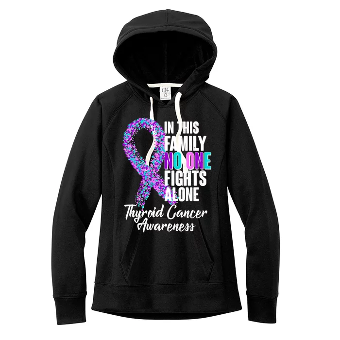 No One Fights Alone Thyroid Cancer Awareness Women's Fleece Hoodie