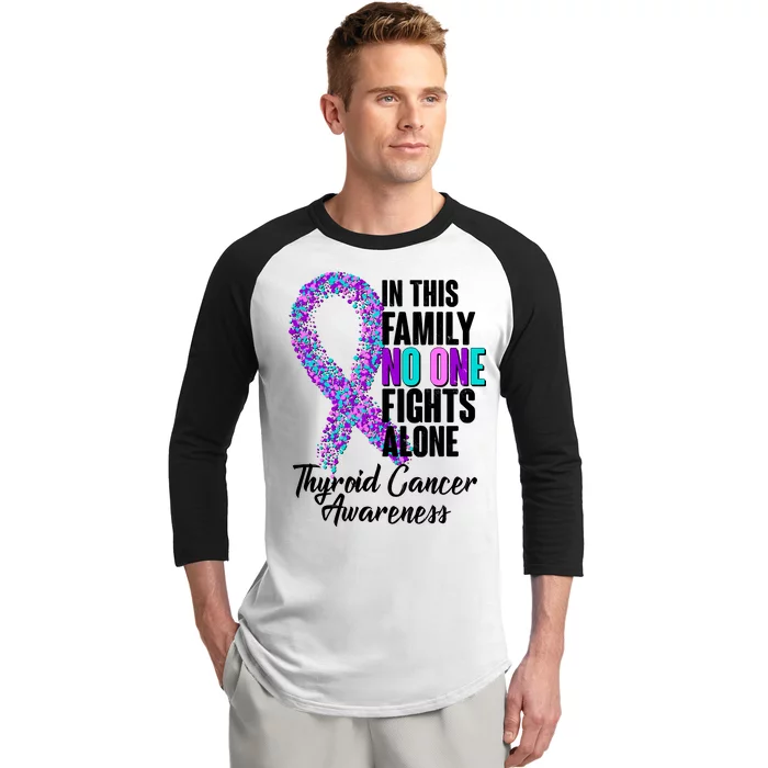 No One Fights Alone Thyroid Cancer Awareness Baseball Sleeve Shirt