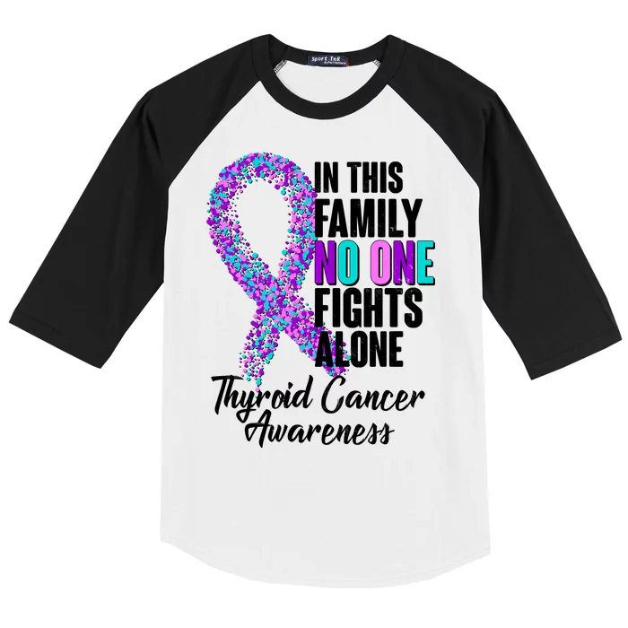 No One Fights Alone Thyroid Cancer Awareness Baseball Sleeve Shirt