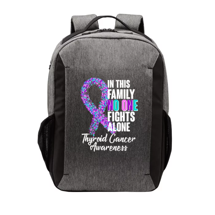 No One Fights Alone Thyroid Cancer Awareness Vector Backpack