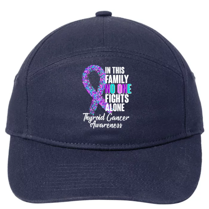 No One Fights Alone Thyroid Cancer Awareness 7-Panel Snapback Hat