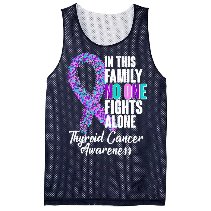 No One Fights Alone Thyroid Cancer Awareness Mesh Reversible Basketball Jersey Tank