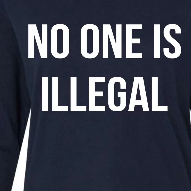 No One is Illegal Text Logo Womens Cotton Relaxed Long Sleeve T-Shirt