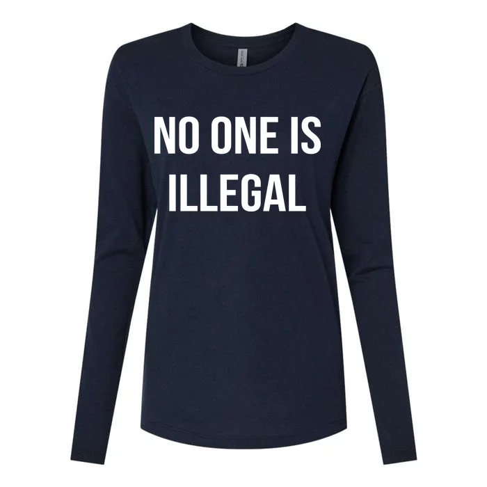 No One is Illegal Text Logo Womens Cotton Relaxed Long Sleeve T-Shirt