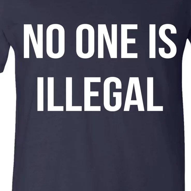 No One is Illegal Text Logo V-Neck T-Shirt