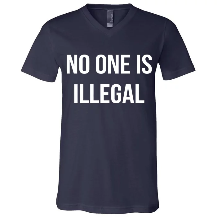 No One is Illegal Text Logo V-Neck T-Shirt