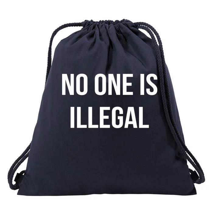 No One is Illegal Text Logo Drawstring Bag