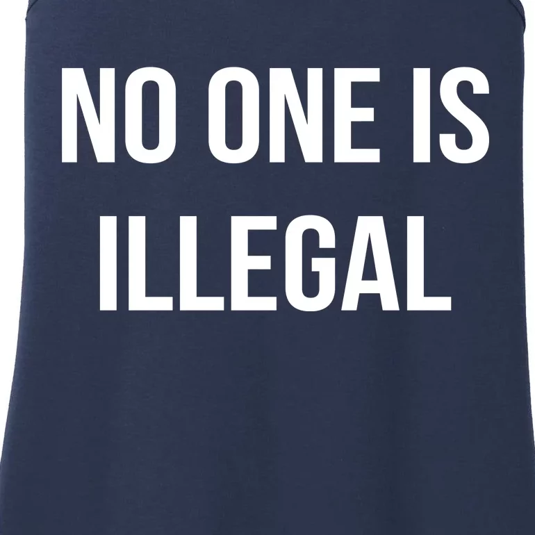 No One is Illegal Text Logo Ladies Essential Tank