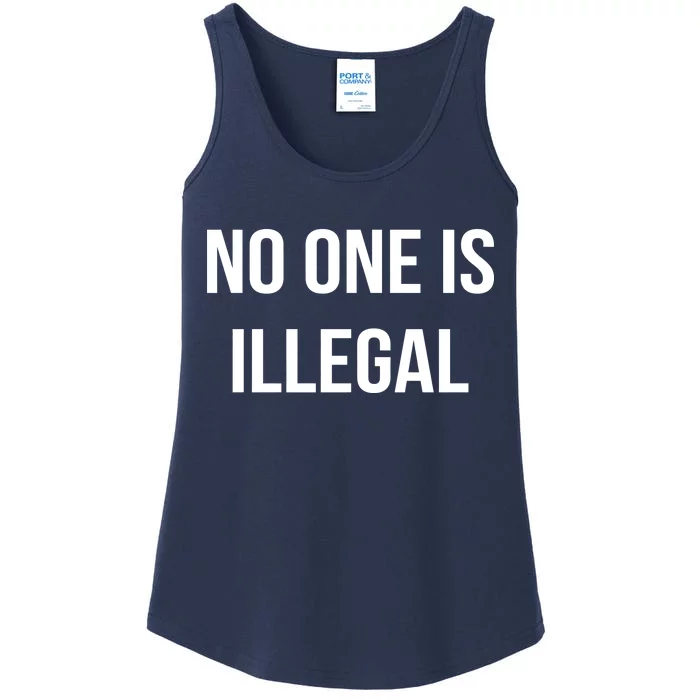 No One is Illegal Text Logo Ladies Essential Tank