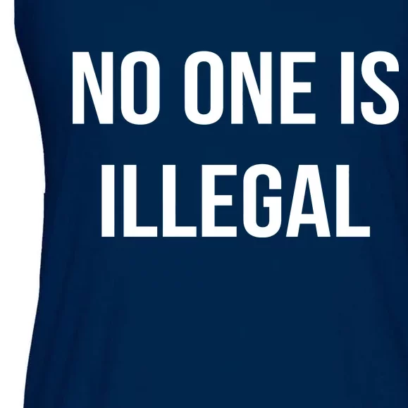 No One is Illegal Text Logo Ladies Essential Flowy Tank