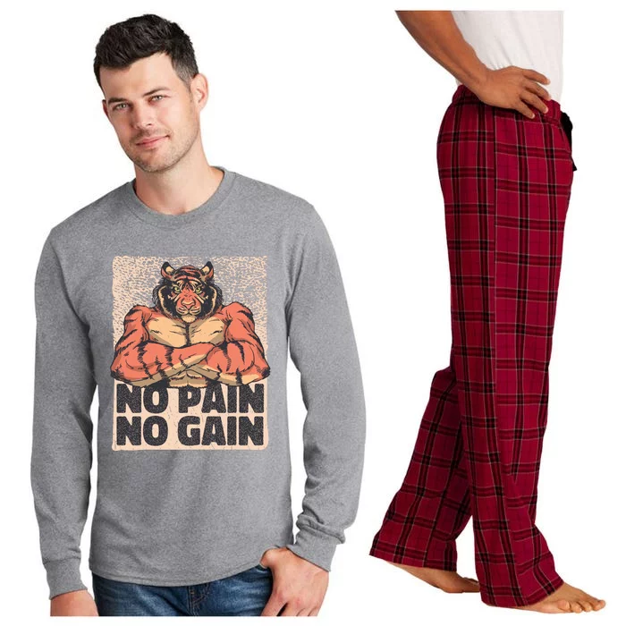 No Pain No Gain Strong Tiger Long Sleeve Pajama Set