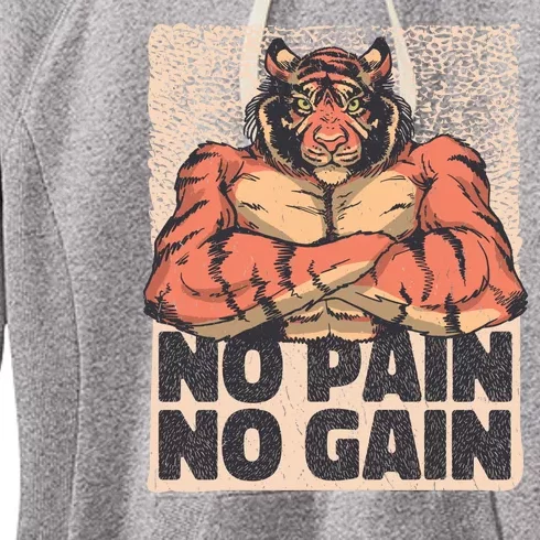 No Pain No Gain Strong Tiger Women's Fleece Hoodie