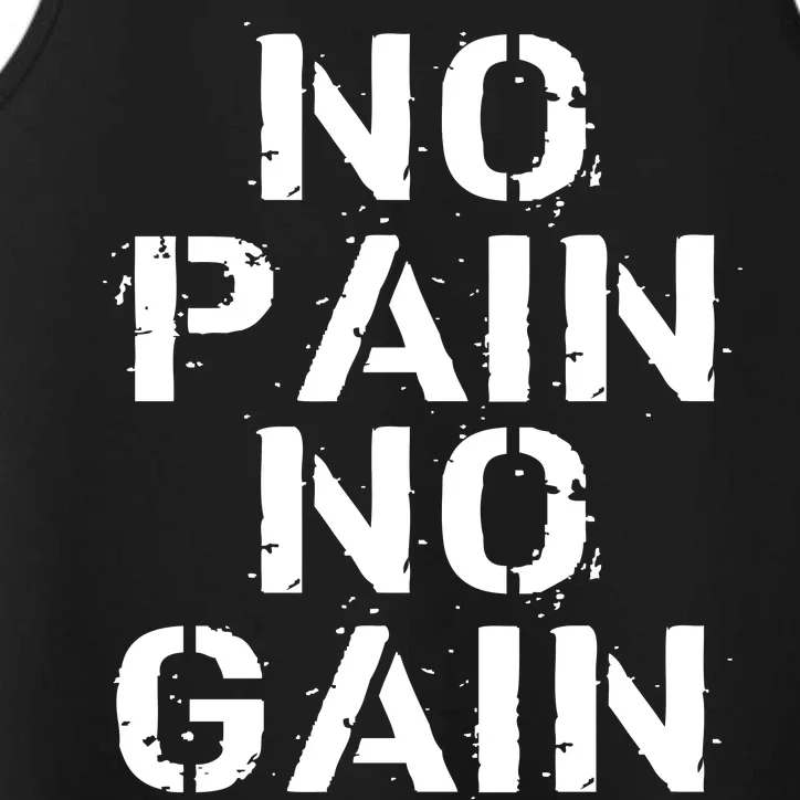 No Pain No Gain Workout Fitness Gym Logo Performance Tank