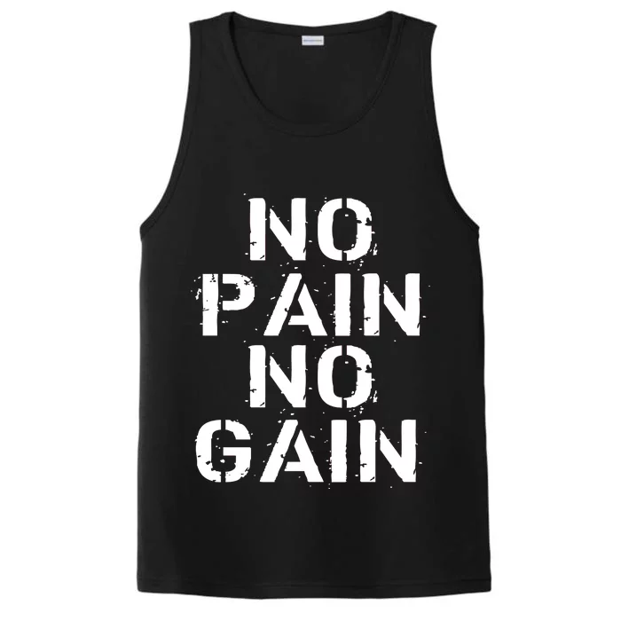 No Pain No Gain Workout Fitness Gym Logo Performance Tank