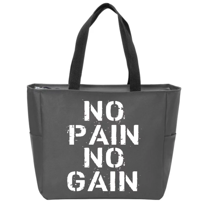 No Pain No Gain Workout Fitness Gym Logo Zip Tote Bag