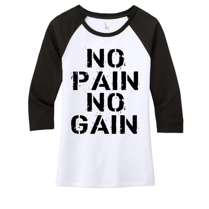 No Pain No Gain Workout Fitness Gym Logo Women's Tri-Blend 3/4-Sleeve Raglan Shirt