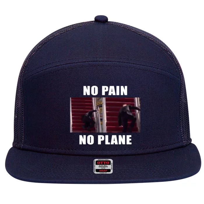 No Pain No Plane Funny Biden Stumbling Meme 7 Panel Mesh Trucker Snapback Hat