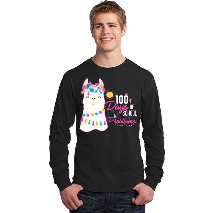 No Probllama 100 Days Of School Long Sleeve Shirt