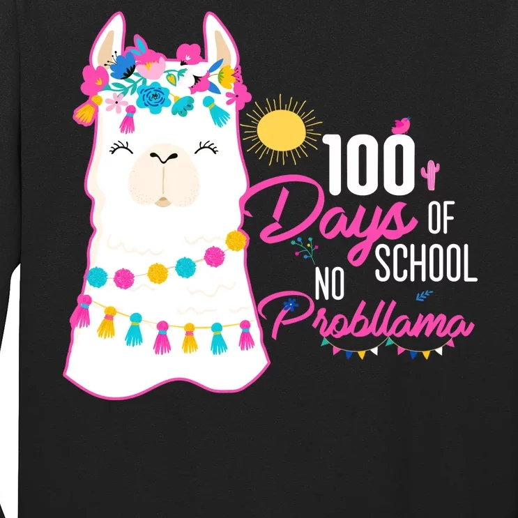 No Probllama 100 Days Of School Long Sleeve Shirt