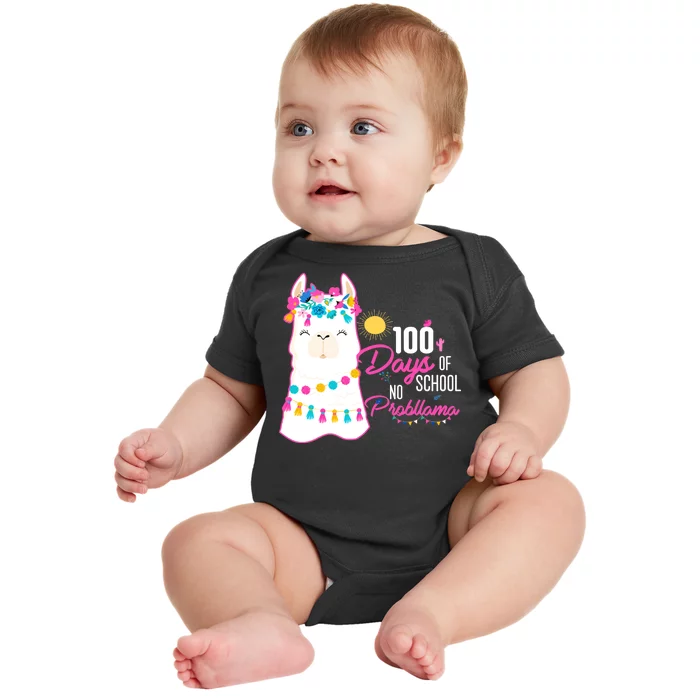 No Probllama 100 Days Of School Baby Bodysuit