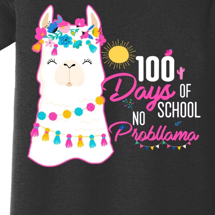 No Probllama 100 Days Of School Baby Bodysuit