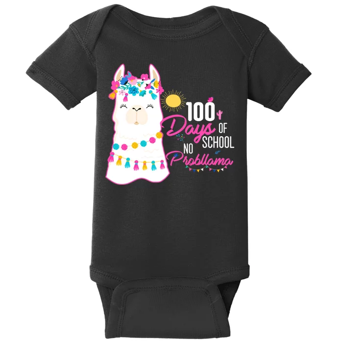 No Probllama 100 Days Of School Baby Bodysuit