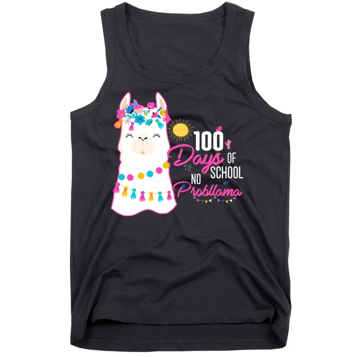 No Probllama 100 Days Of School Tank Top