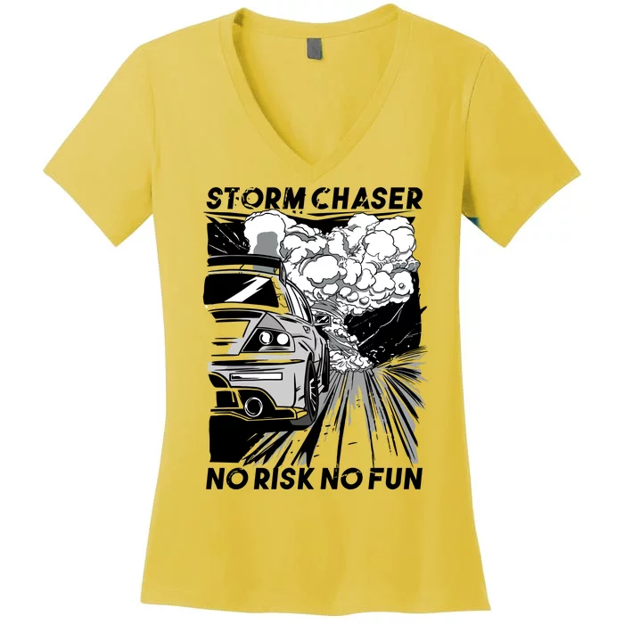 No Risk No Fun Car Racing Women's V-Neck T-Shirt