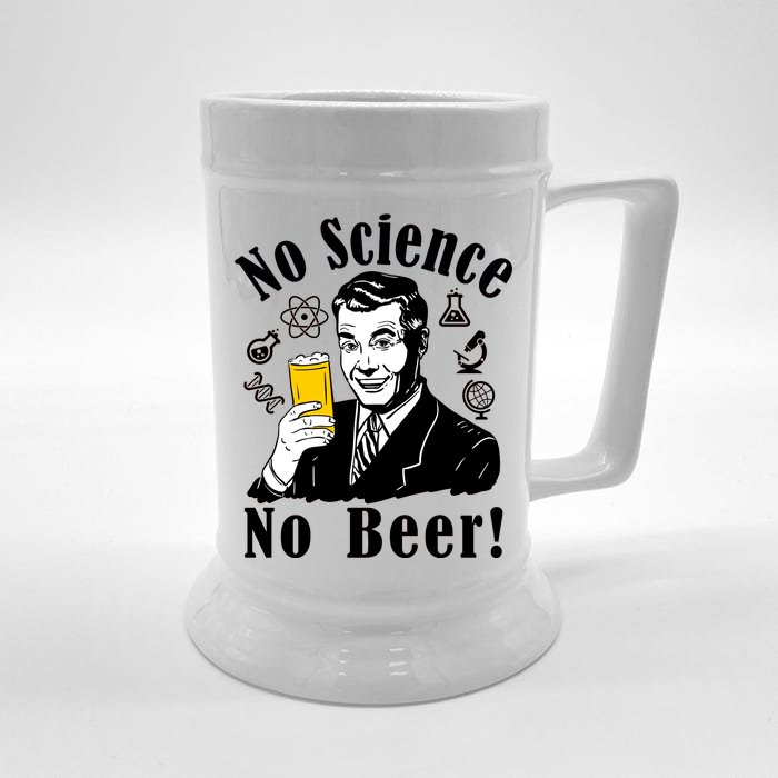 No Science No Beer - Beer Guy Science Logos Front & Back Beer Stein