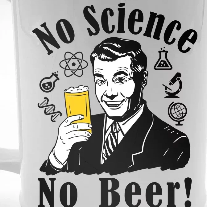 No Science No Beer - Beer Guy Science Logos Front & Back Beer Stein