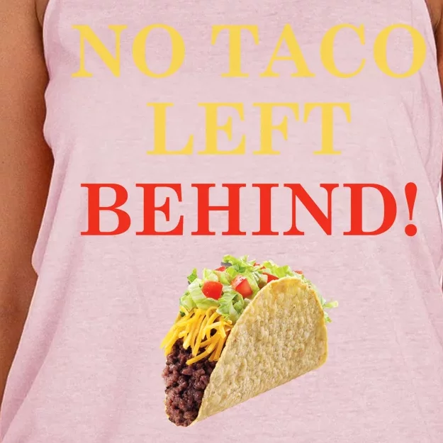 No Taco Left Behind Funny Tacos Women's Knotted Racerback Tank